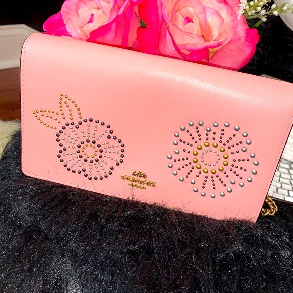 Coach Rose Rivet leather mini crossbody bag